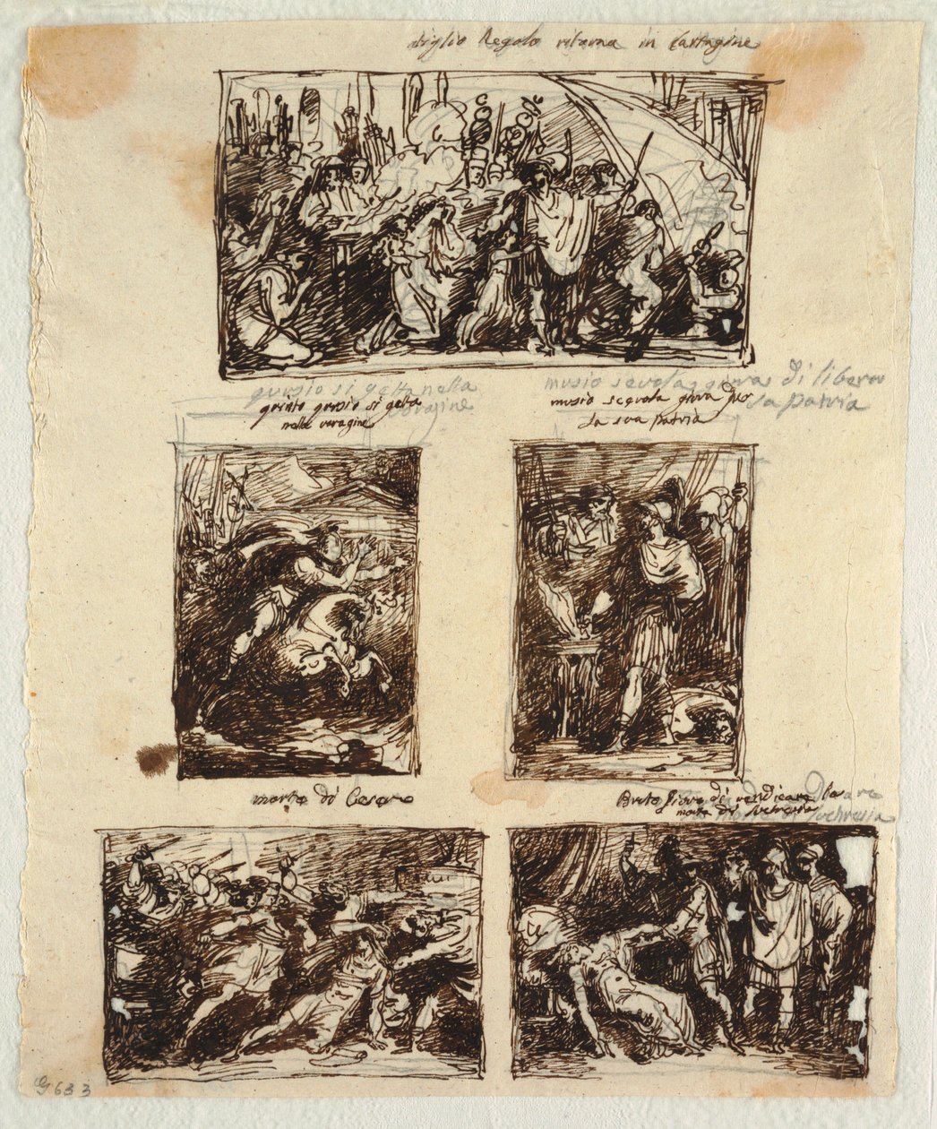 Conception pour diverses décorations incluant Coriolanus aux murs de Rome - Felice Giani