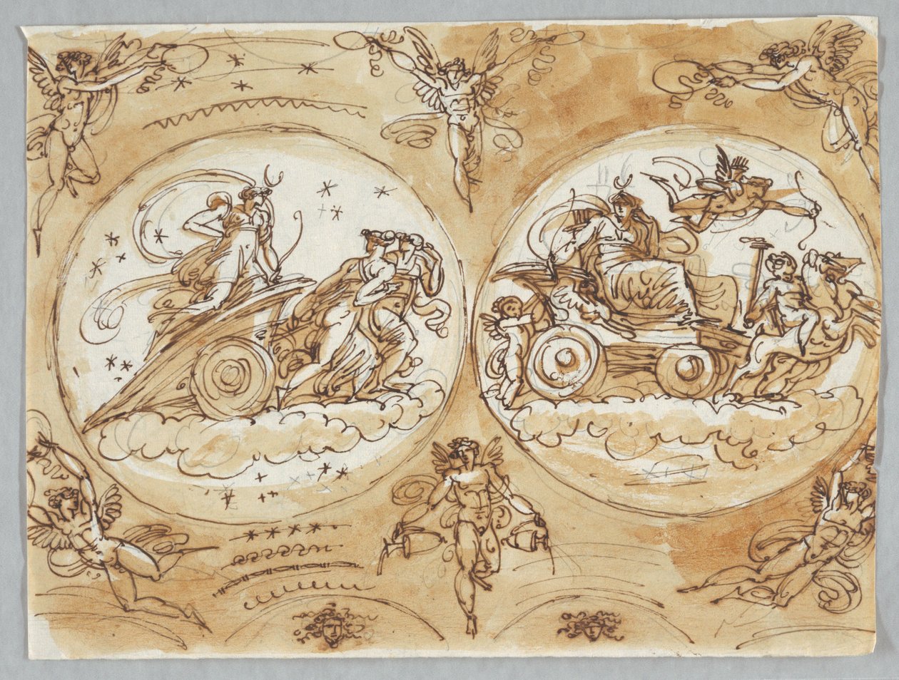 Design avec figures classiques et ailées - Felice Giani