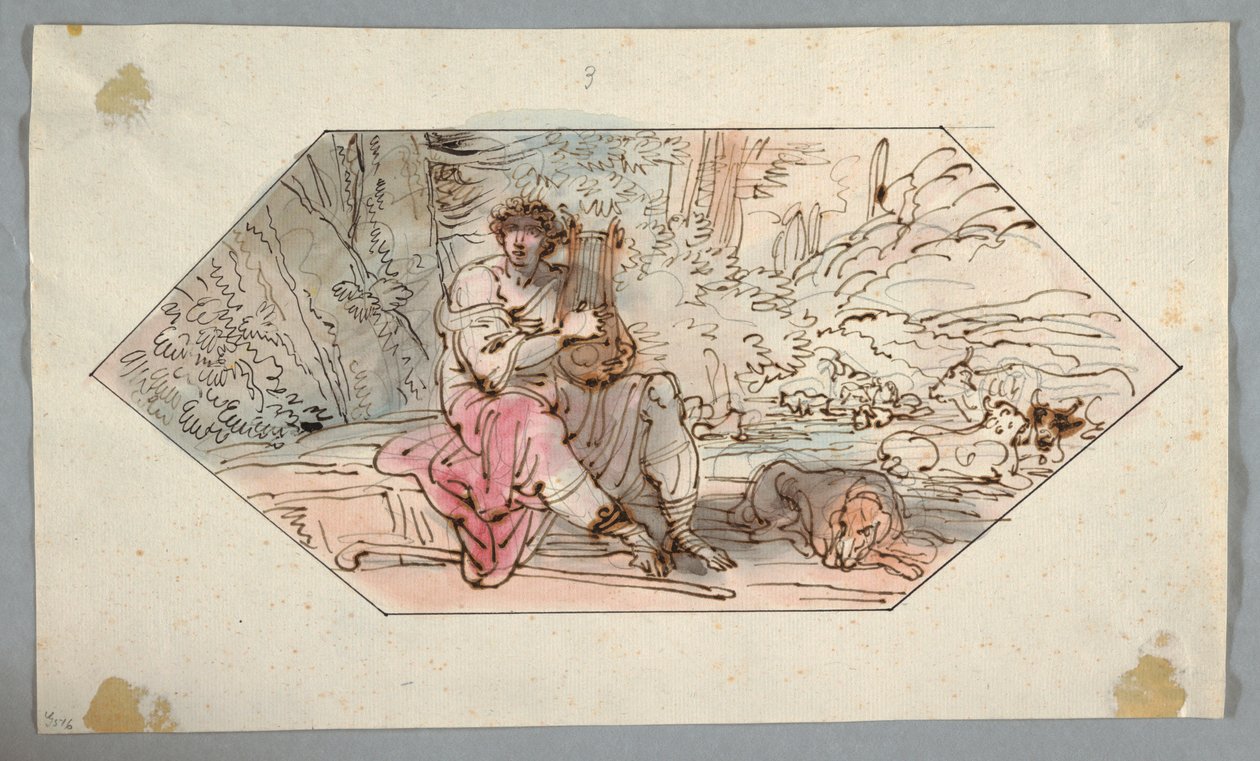 Dessin, Apollon garde les troupeaux du roi Admète, 1780-1800 - Felice Giani