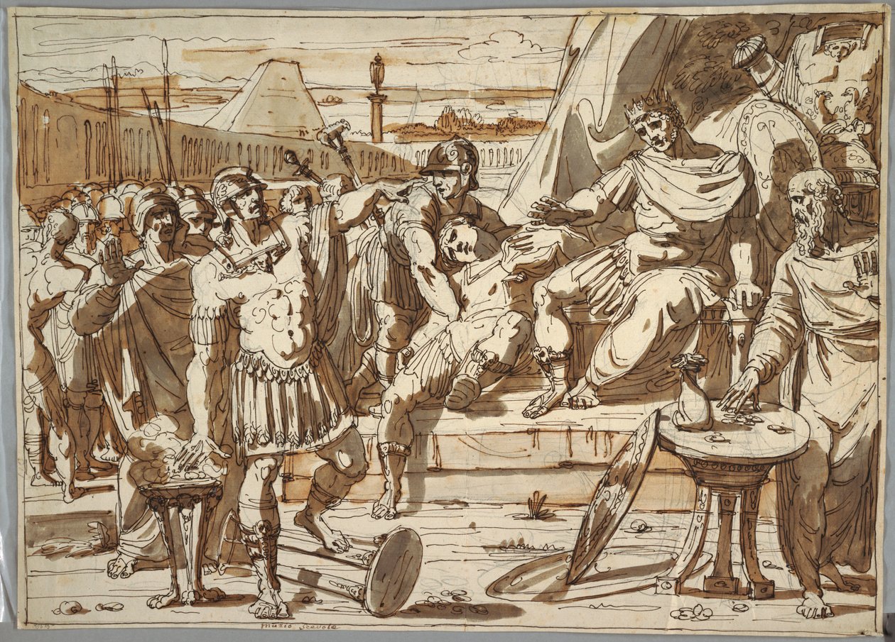 Dessin, Caius Mucius Scaevola et Porsena, 1800-1820 - Felice Giani