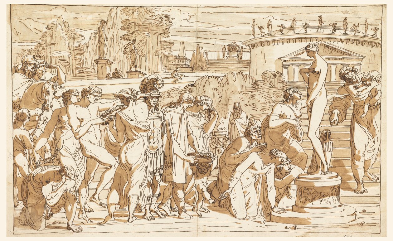 Dessin, Adoration de Vénus dans un paysage classique, vers 1820 - Felice Giani