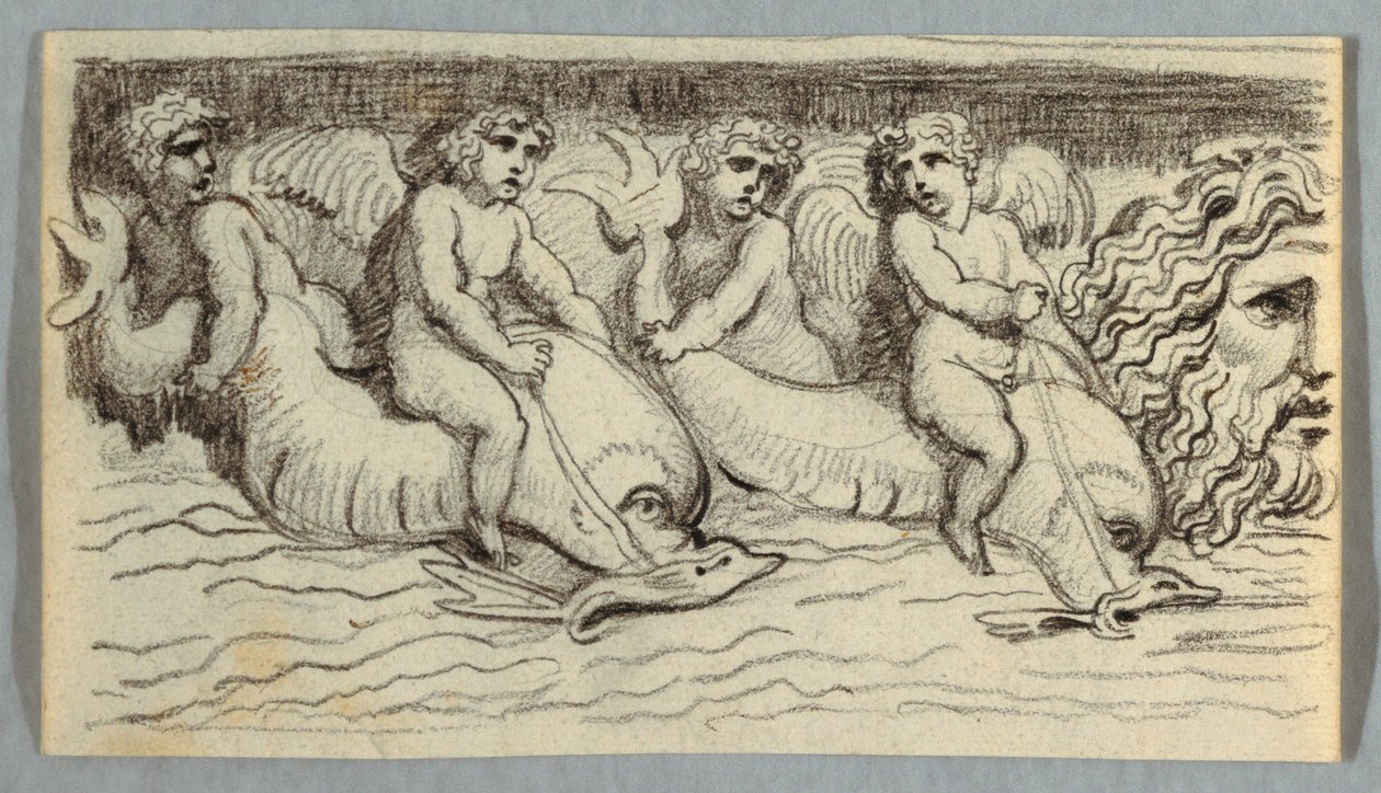 Frise avec dauphins et putto - Felice Giani
