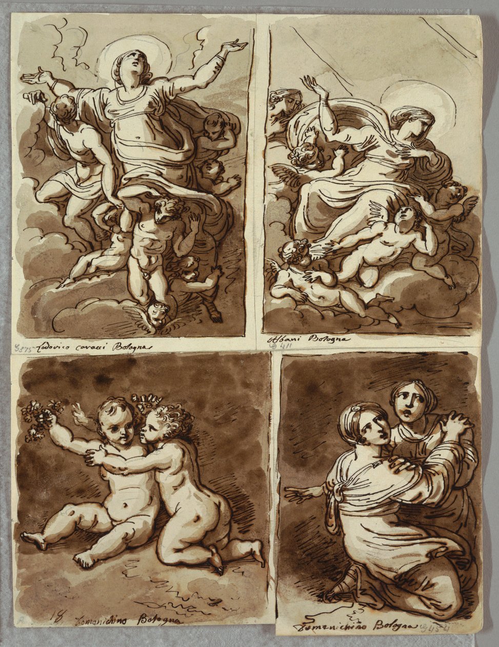 Lunette avec Saint Pierre et Saint Paul avec Saint Matthieu et le prophète Isaïe, étude d