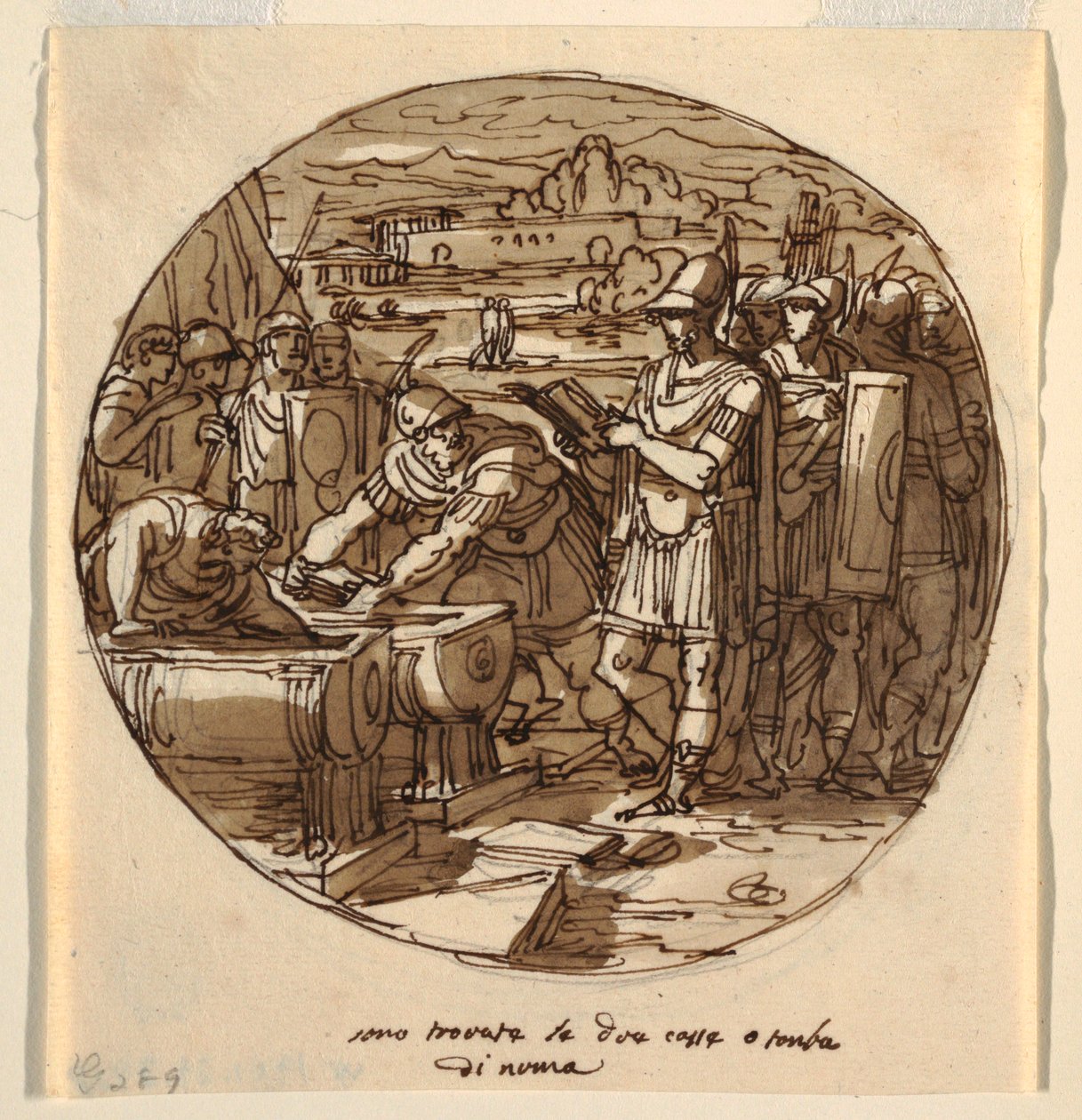 Récupération des livres du tombeau de Numa, Sala di Numa Pompilius, Palazzo Milzetti, Faenza - Felice Giani