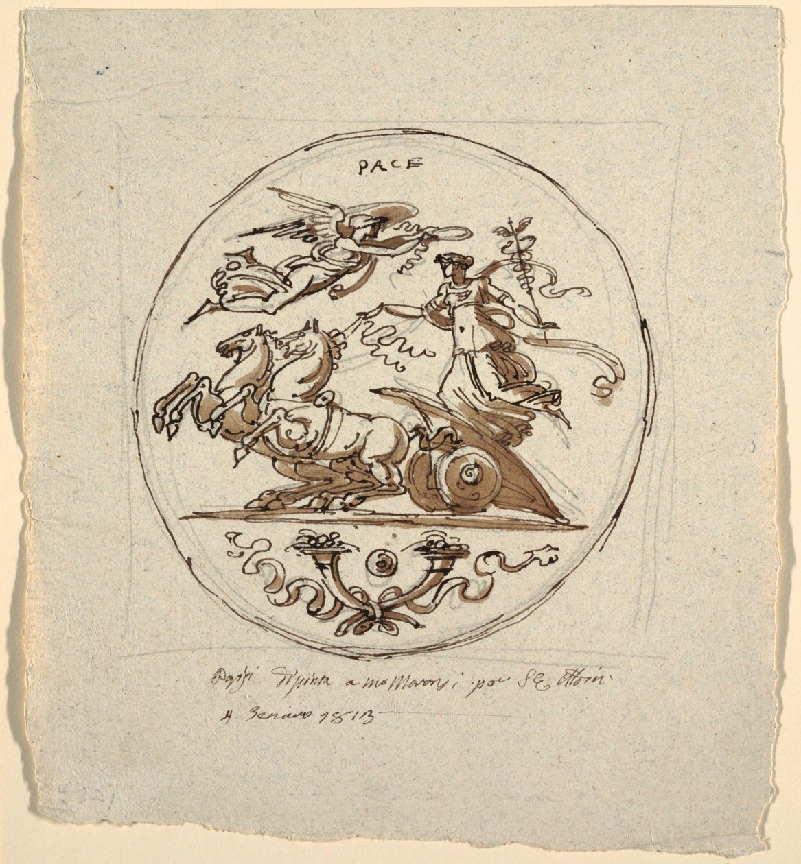 Triomphe de la paix, rondel, pour la villa Aldini à Montmorency - Felice Giani