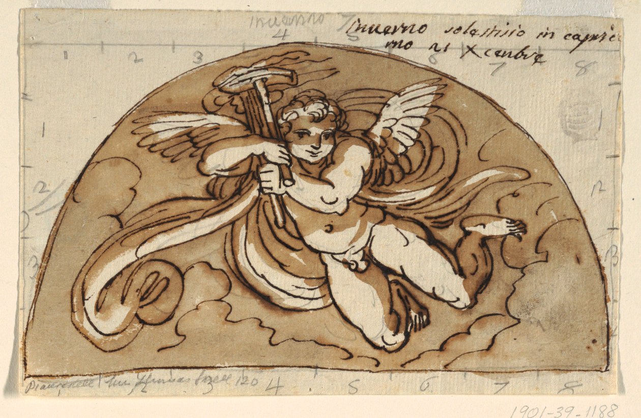 Hiver, Lunette pour plafond de la Sala Ottagonale, Palazzo Milzetti, Faenza - Felice Giani