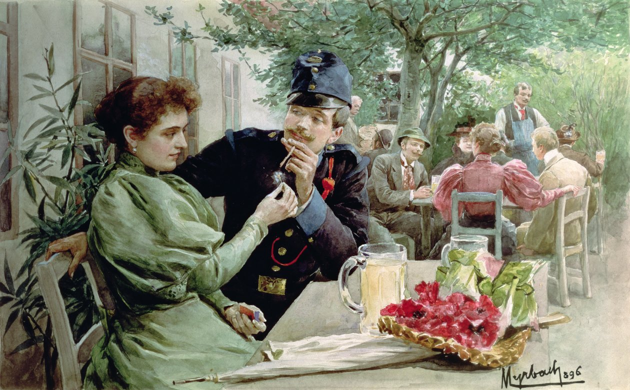 Soldat et jeune fille buvant du vin nouveau, 1896 - Felicien baron de Myrbach Rheinfeld