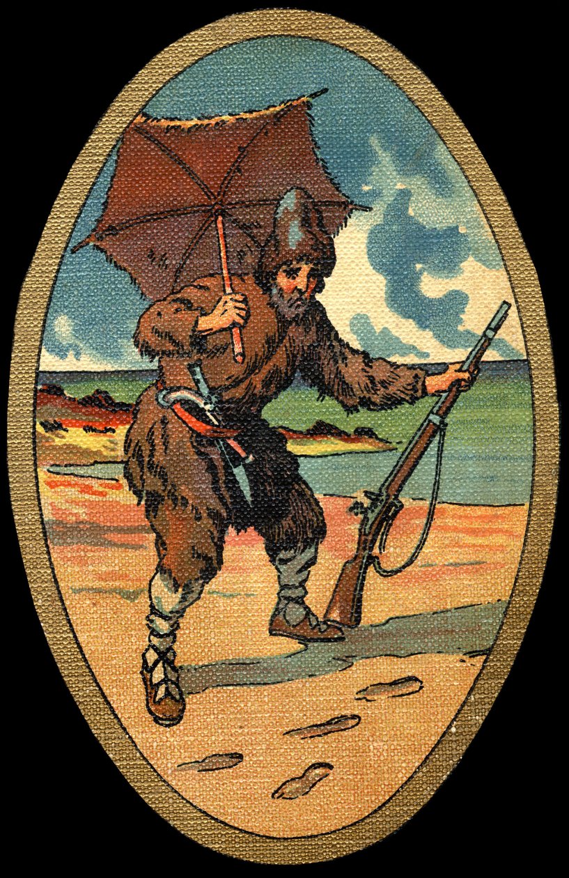 Robinson Crusoé : Illustration par Felician MYRBACH MYRBACH RHEINFELD (1853-1940) pour le livre de Daniel Defoe Robinson Crusoé. Sans date. Vers 1934 - Felicien baron de Myrbach Rheinfeld