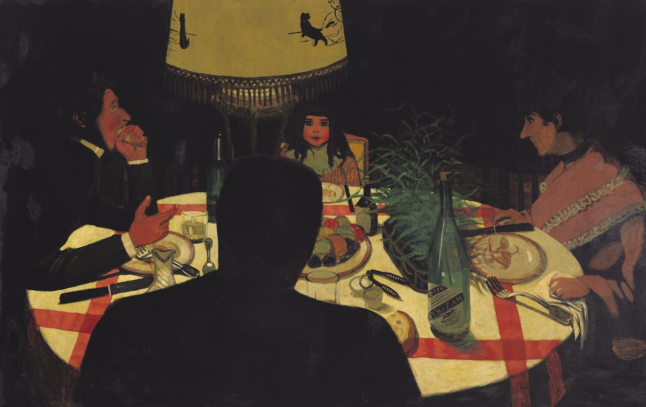 Dîner à la lumière de la lampe, 1899 - Felix Edouard Vallotton