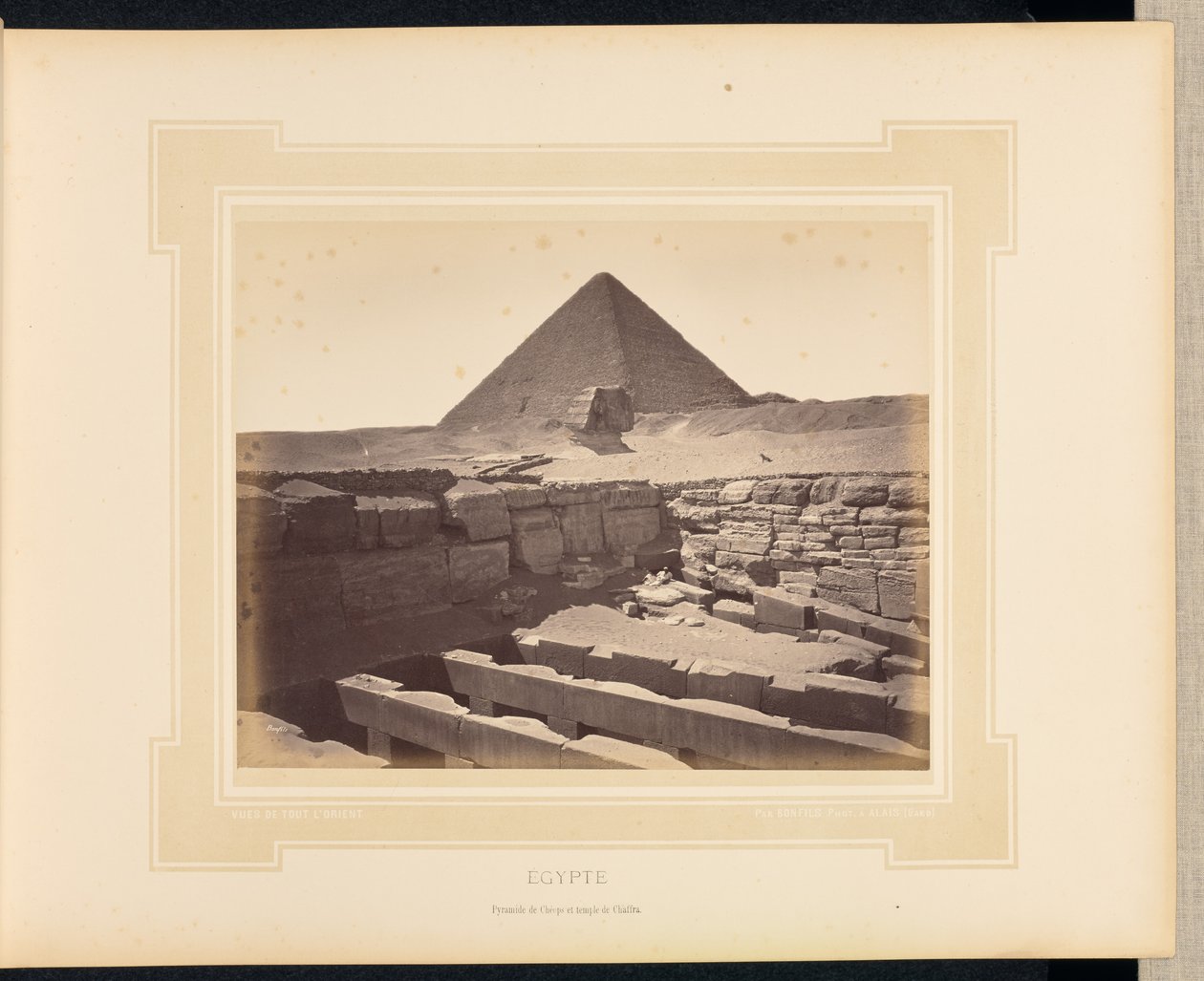 Égypte : pyramide de Chéops et temple de Chaffra - Félix Bonfils