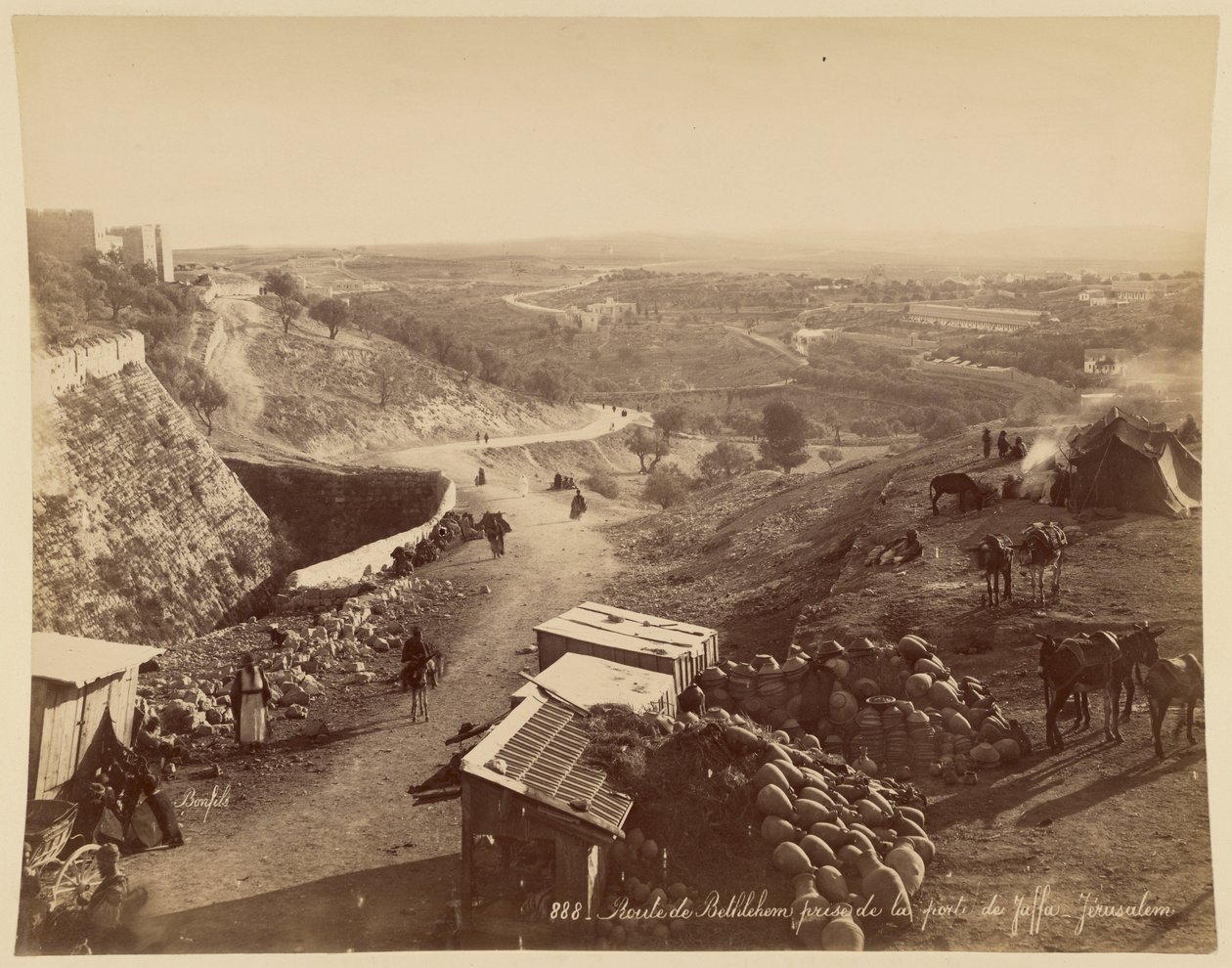 Route de Bethlehem, prise de la porte de Jaffa, Jerusalem - Félix Bonfils