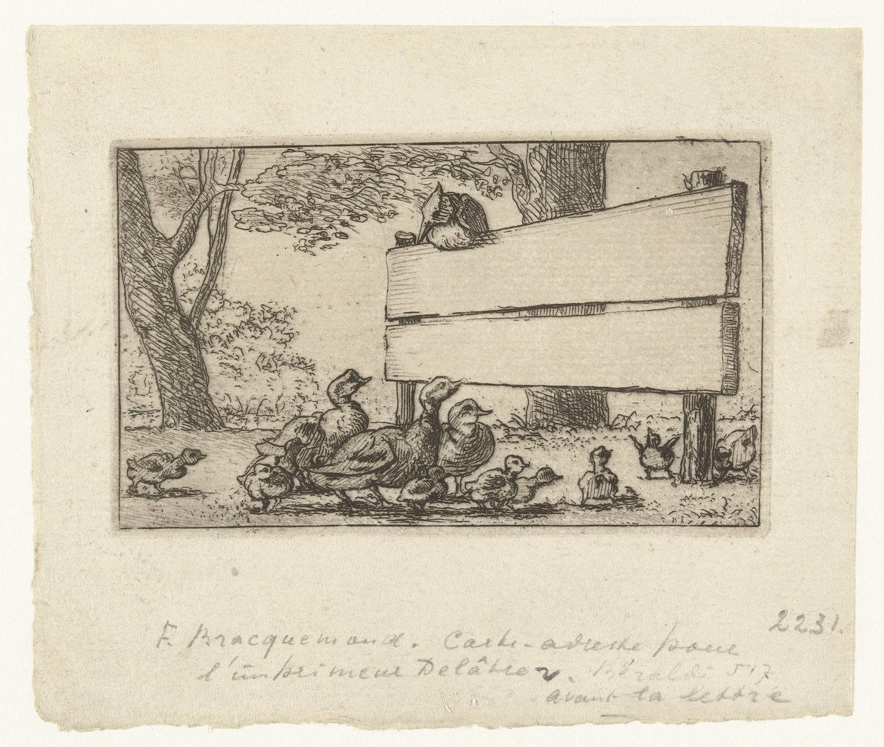 Carte de visite avec des canards près d
