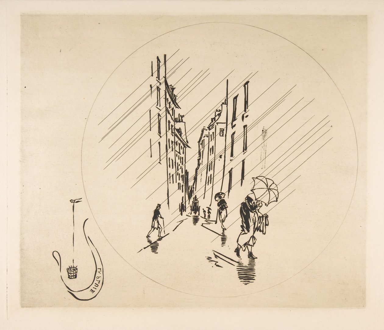 Décoration pour une assiette : Pluie, 1870 - Felix Bracquemond