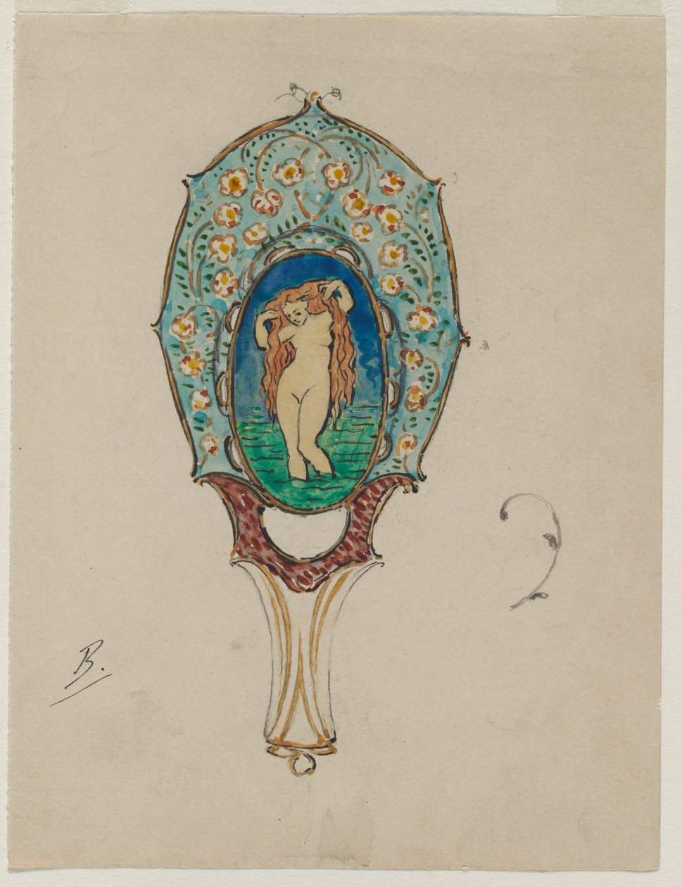 Design pour un miroir à main, vers 1900-1902 - Felix Bracquemond
