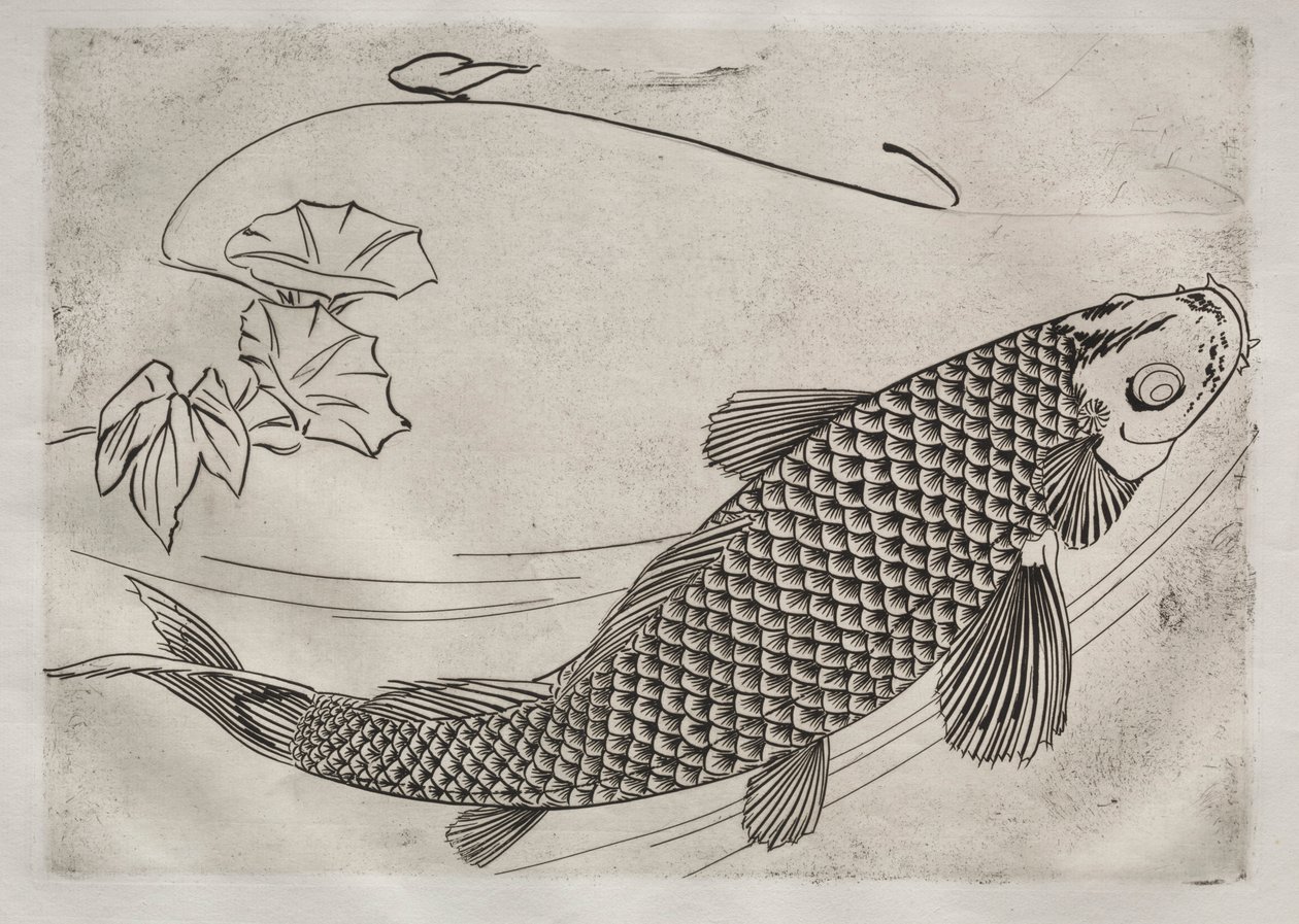 Service de table Rousseau : Grand poisson dans un style japonais n° 19, 1866 - Felix Bracquemond