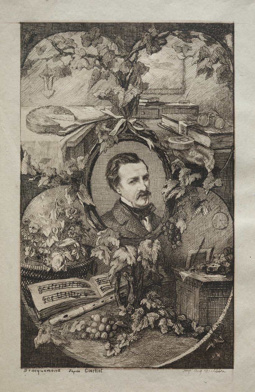 Frontispice pour "Nouvelles œuvres de Champfleury, Les Amis de la Nature:" Portrait de Champfleury, d