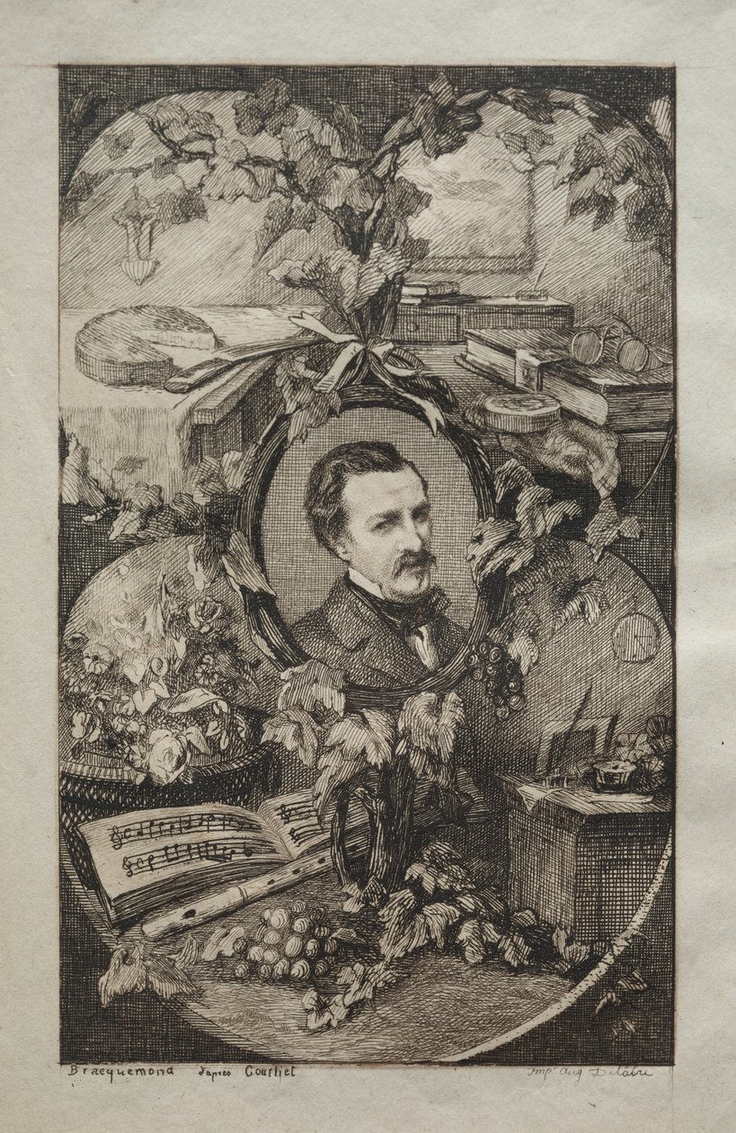 Frontispice pour Nouvelles œuvres de Champfleury, Les Amis de la Nature : Portrait de Champfleury, 1859 - Felix Bracquemond
