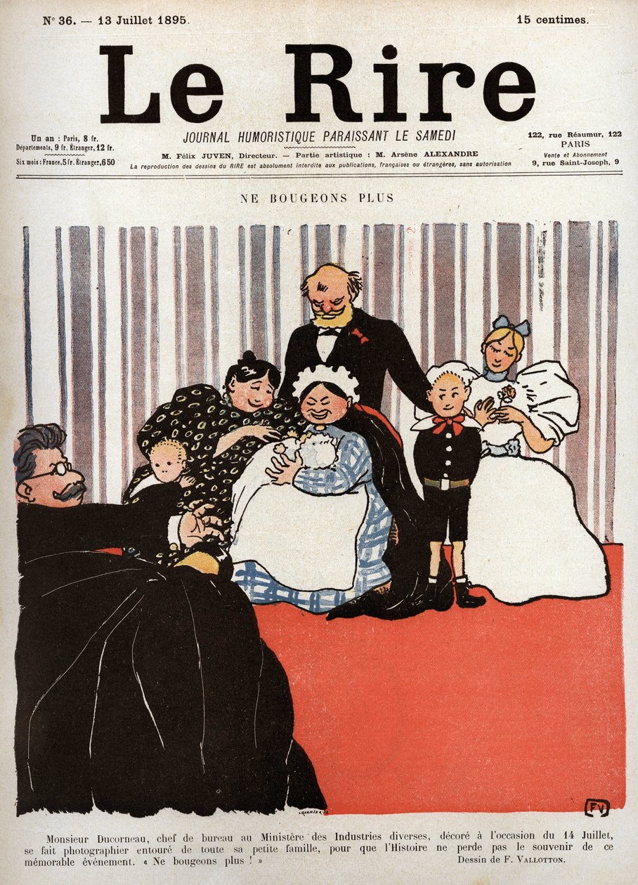 Couverture du journal « Le Rire », n°36, 13 juillet 1895 : « Ne bougeons plus » - Felix Edouard Vallotton