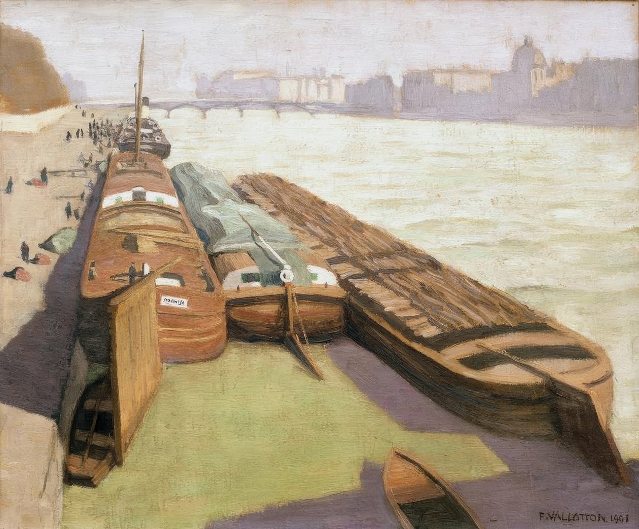 Les chalands, bords de Seine - Felix Edouard Vallotton