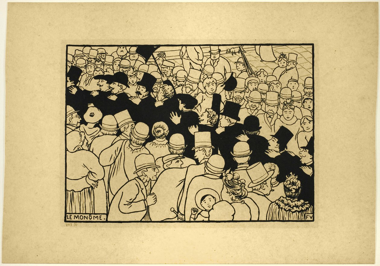Défilé dans les rues en file indienne - Felix Edouard Vallotton
