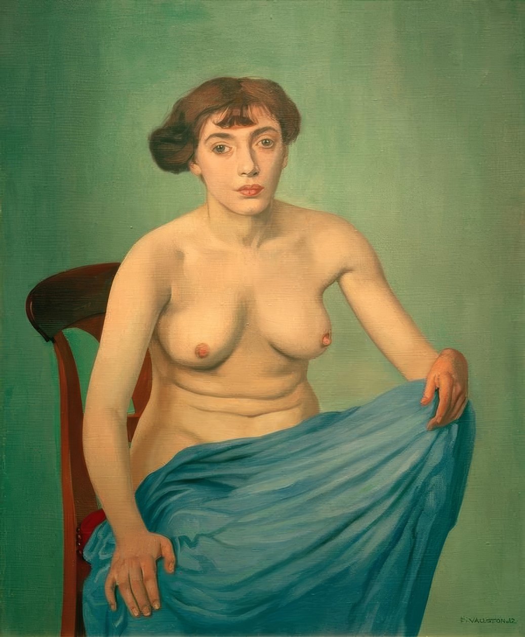 Torse à l’étoffe bleue - Felix Edouard Vallotton