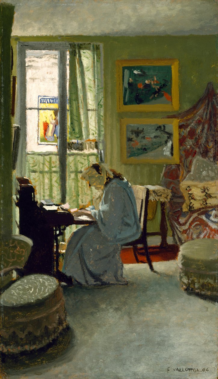 Femme écrivant dans un intérieur, 1904 - Felix Edouard Vallotton
