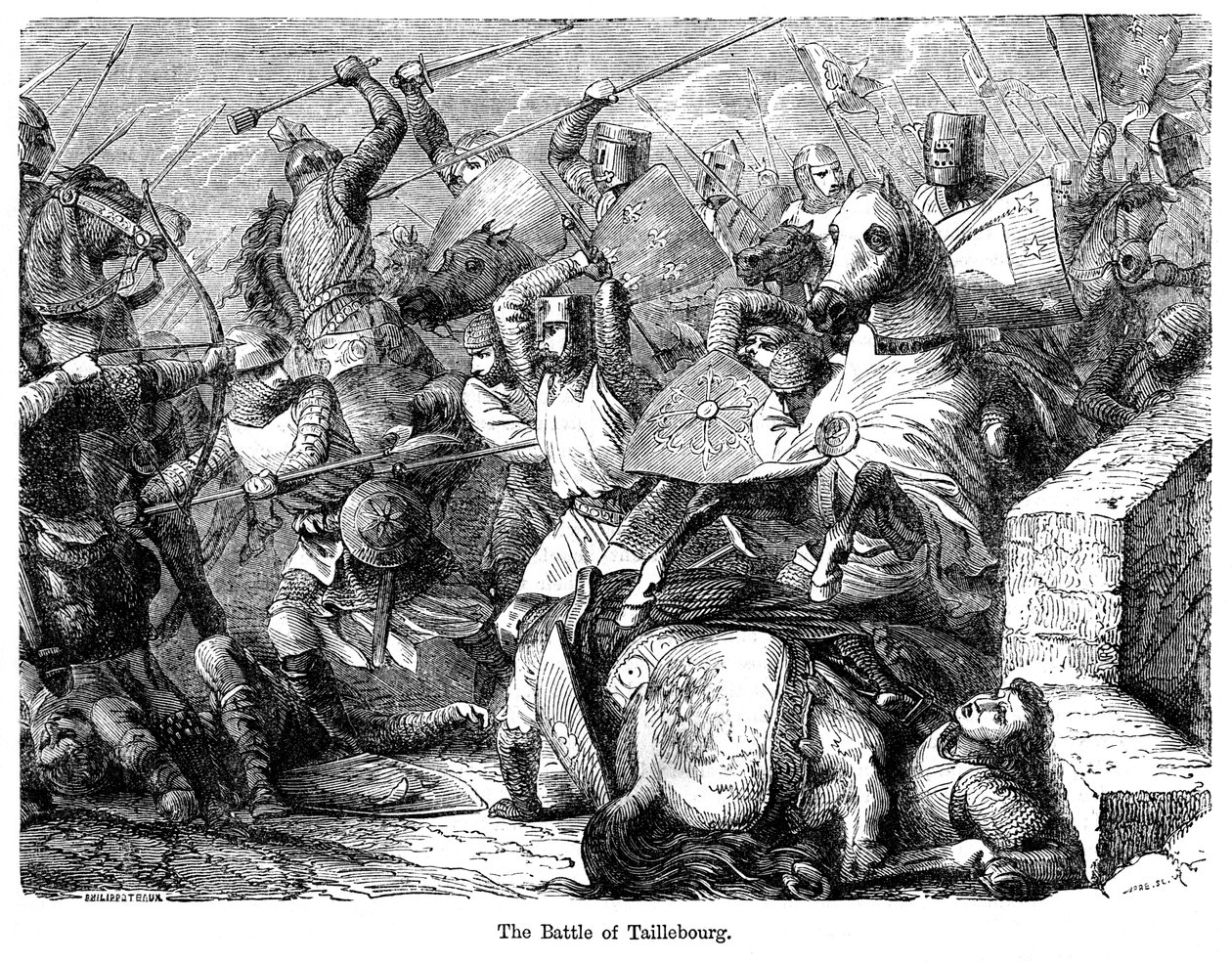 La Bataille de Taillebourg, France, 1242 - Felix Henri Emmanuel Philippoteaux