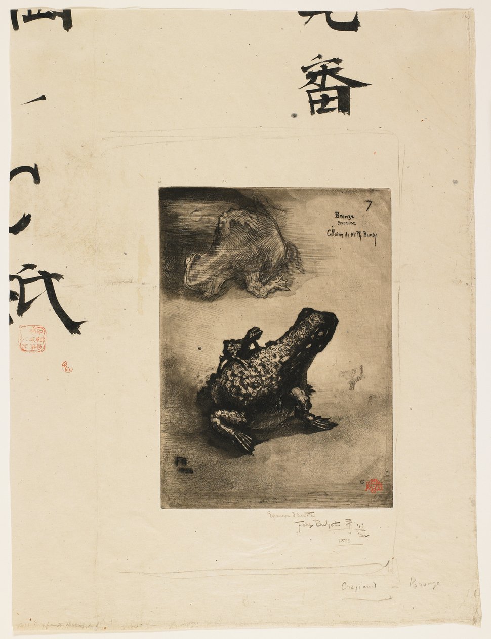 Encrier en forme de grenouille en bronze, 1883 - Felix Hilaire Buhot