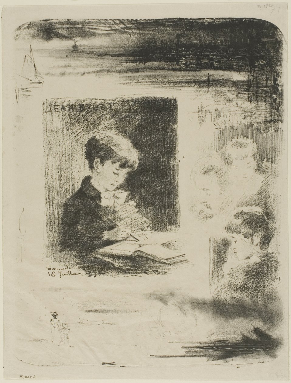Enfant dessinant (Jean Buhot) - Felix Hilaire Buhot