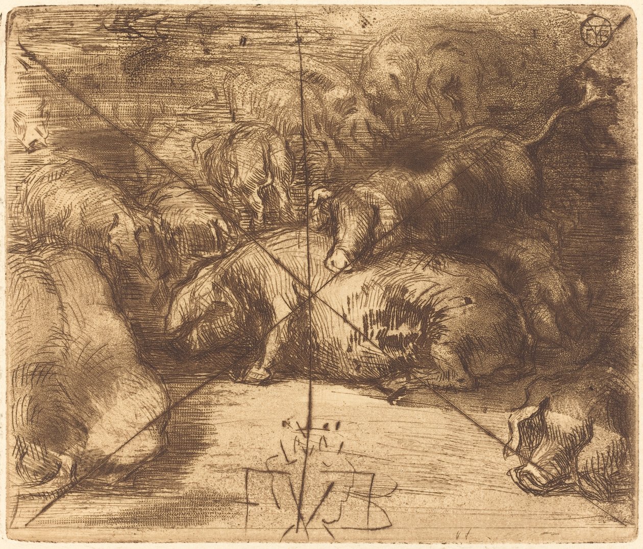 Cochons au soleil - Felix Hilaire Buhot