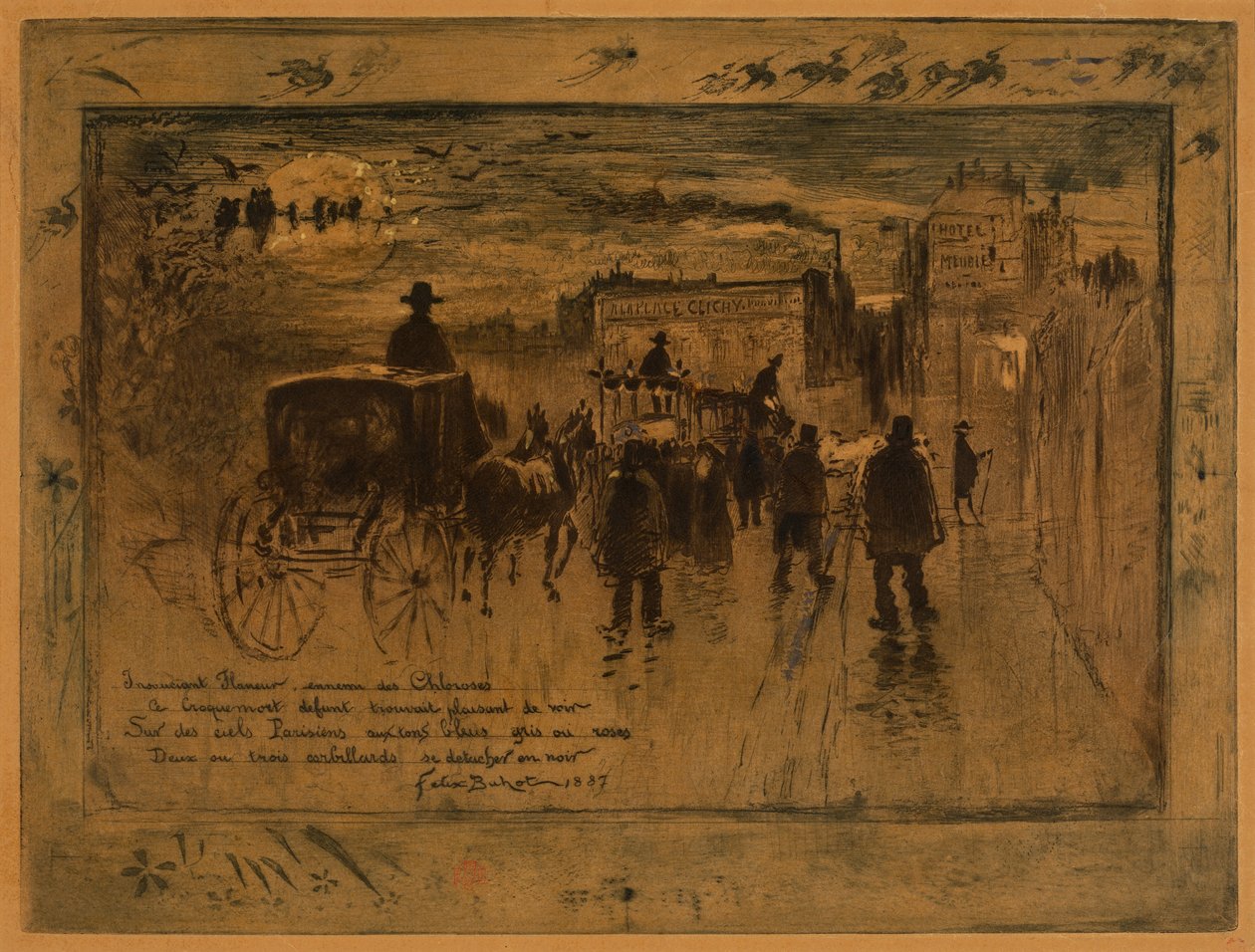 Convoi funèbre au Boulevard de Clichy - Felix Hilaire Buhot