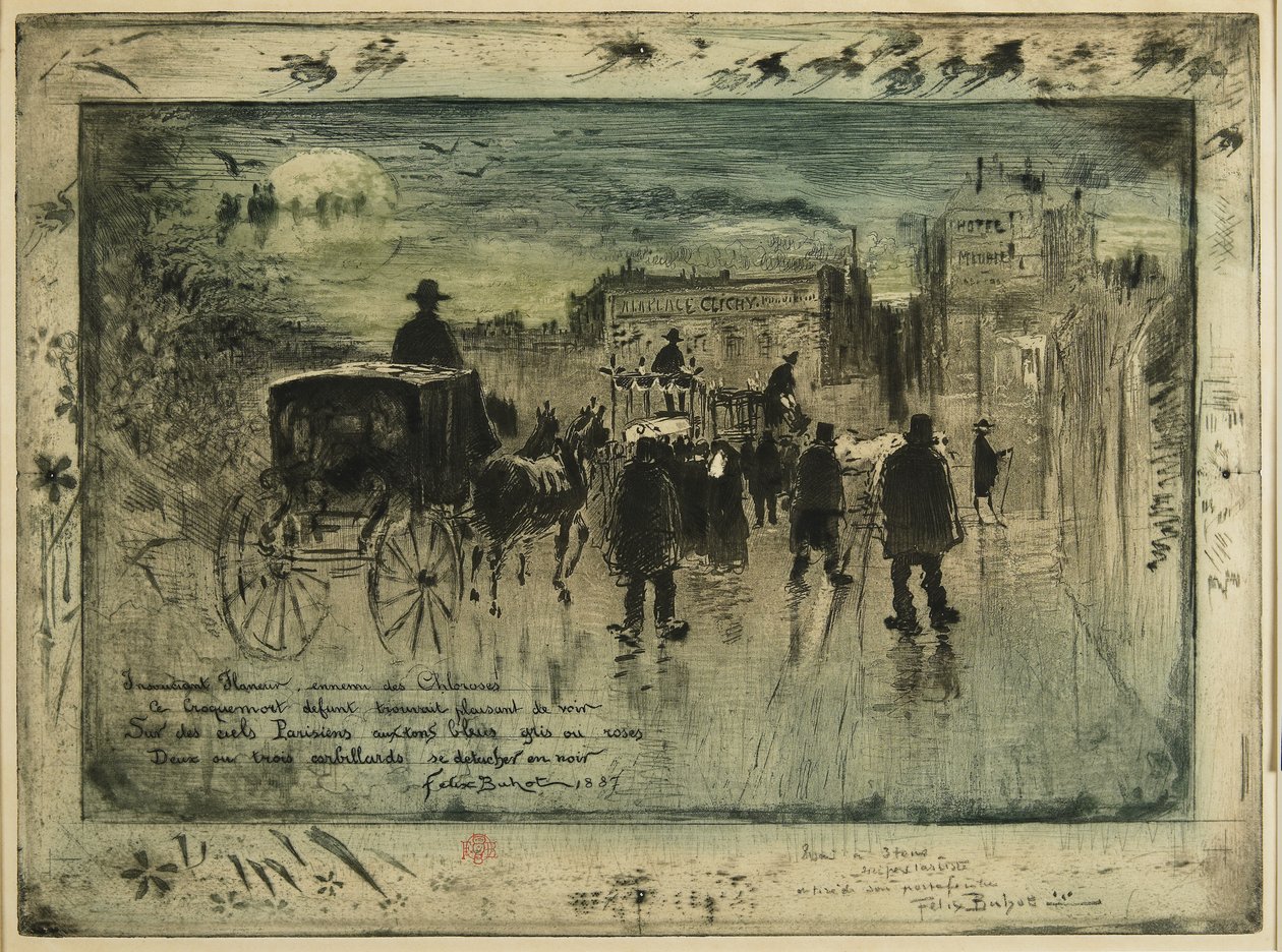 Procession funéraire sur le boulevard de Clichy, 1887 - Felix Hilaire Buhot