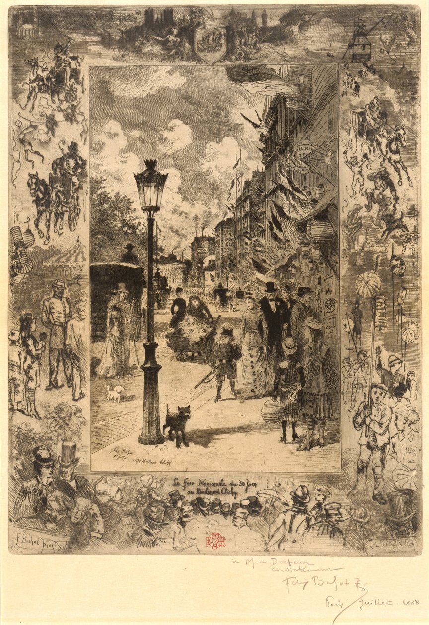 La Fête nationale au Boulevard Clichy, 1878 - Felix Hilaire Buhot