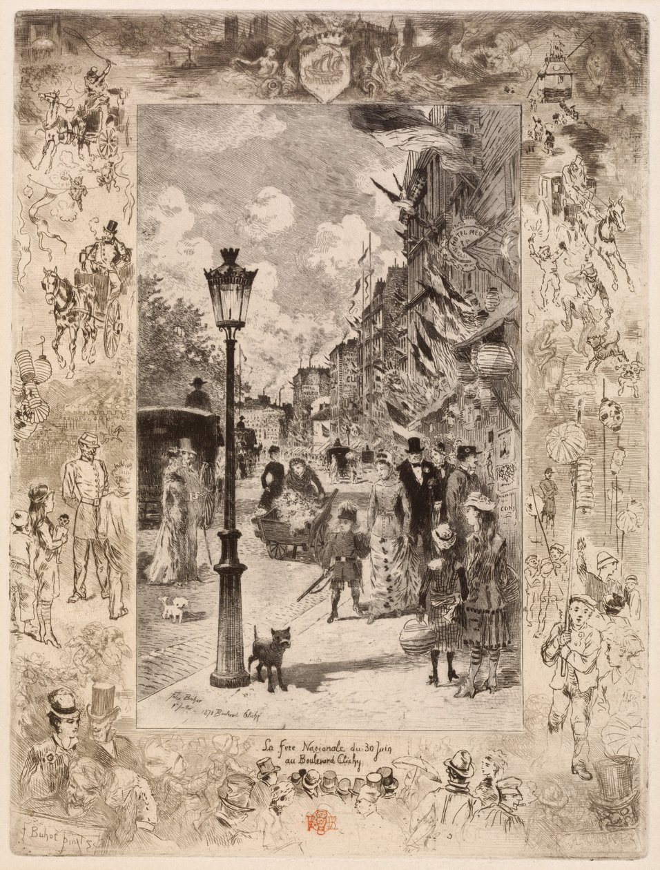 La Fête nationale au Boulevard Clichy, 1878 - Felix Hilaire Buhot