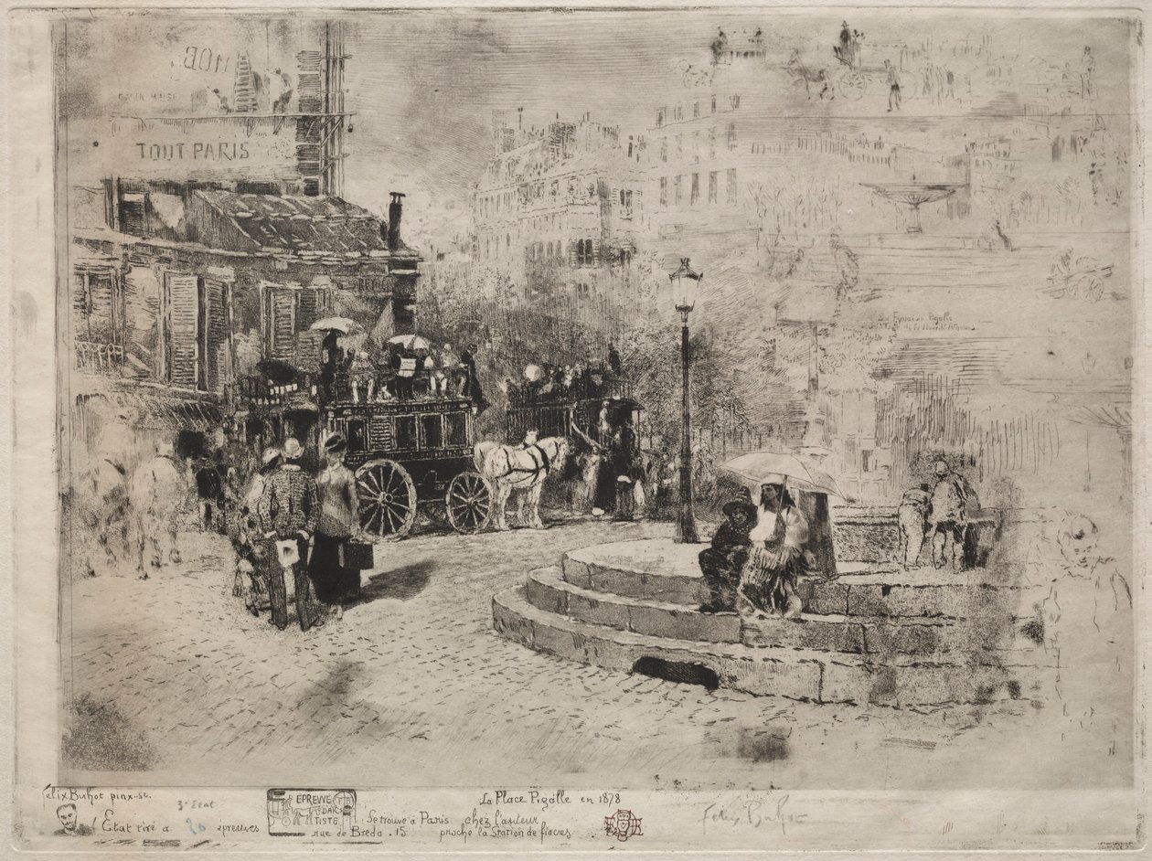 Place Pigalle en 1878, 1878 - Felix Hilaire Buhot