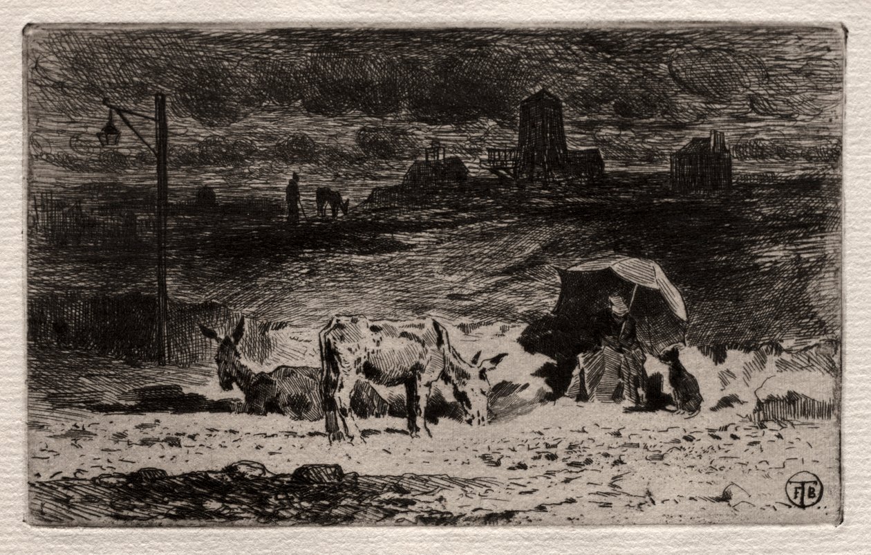 Les ânes à la colline des Cailles - Felix Hilaire Buhot