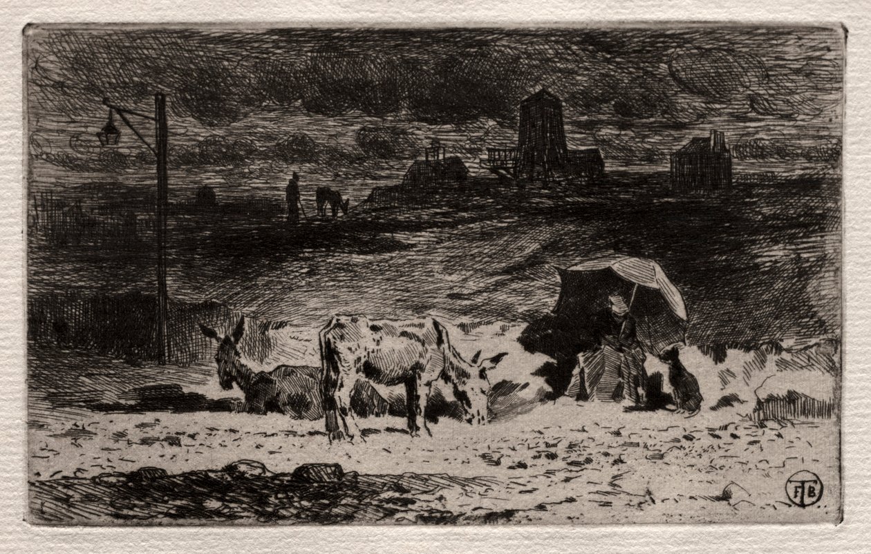 Les Ânes à la Colline des Cailles, vers 1875 - Felix Hilaire Buhot