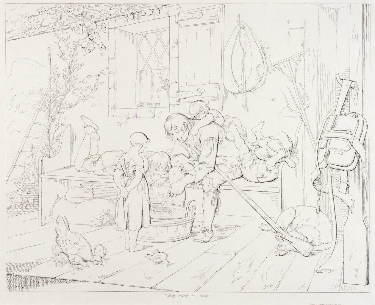 (Rip Van Winkle, illustration) Rip amusant les enfants - Felix Octavius Carr Darley