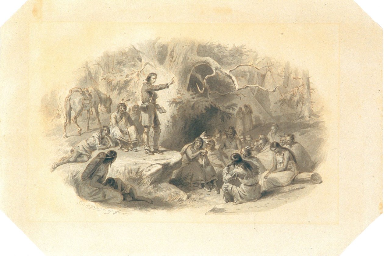John Eliot prêchant aux Indiens - Felix Octavius Carr Darley