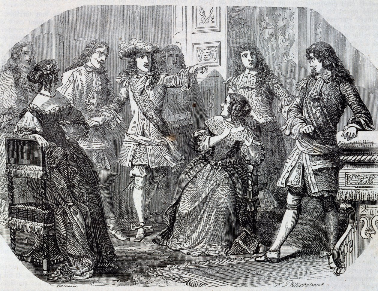 Arrestation de Nicolas Fouquet surintendant des finances, gravure par Henri Félix Emmanuel Philippoteaux (1815-1884) du Vicomte de Bragelonne, par Alexandre Dumas (1802-1870) - Felix Philippoteaux