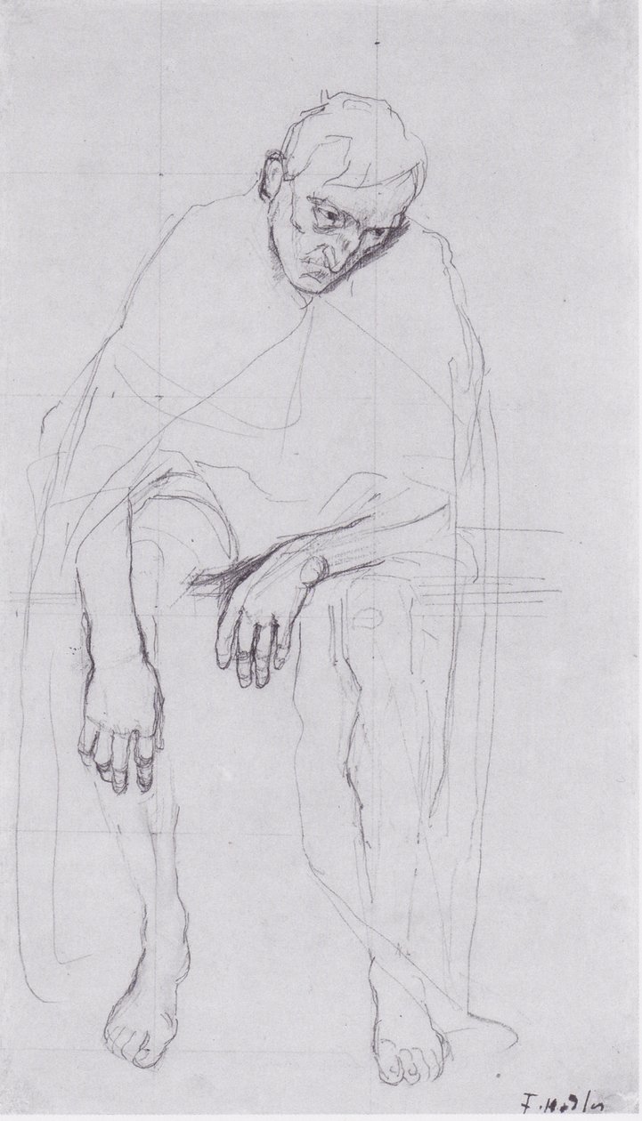Vieil homme assis - Étude des âmes déçues ou des fatigués de la vie - Ferdinand Hodler