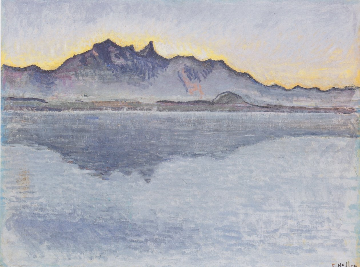Lac de Thoune avec la chaîne du Stockhorn le soir - Ferdinand Hodler