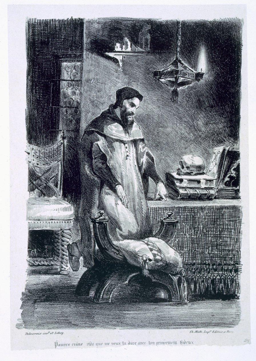 Faust dans son étude, de Faust de Goethe, 1828, (illustration) - Ferdinand Victor Eugene Delacroix