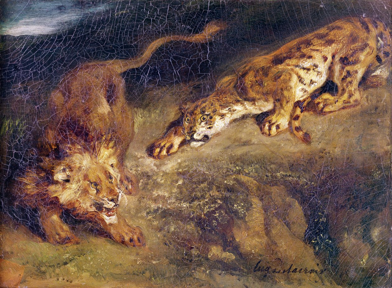 Tigre et lion - Ferdinand Victor Eugene Delacroix