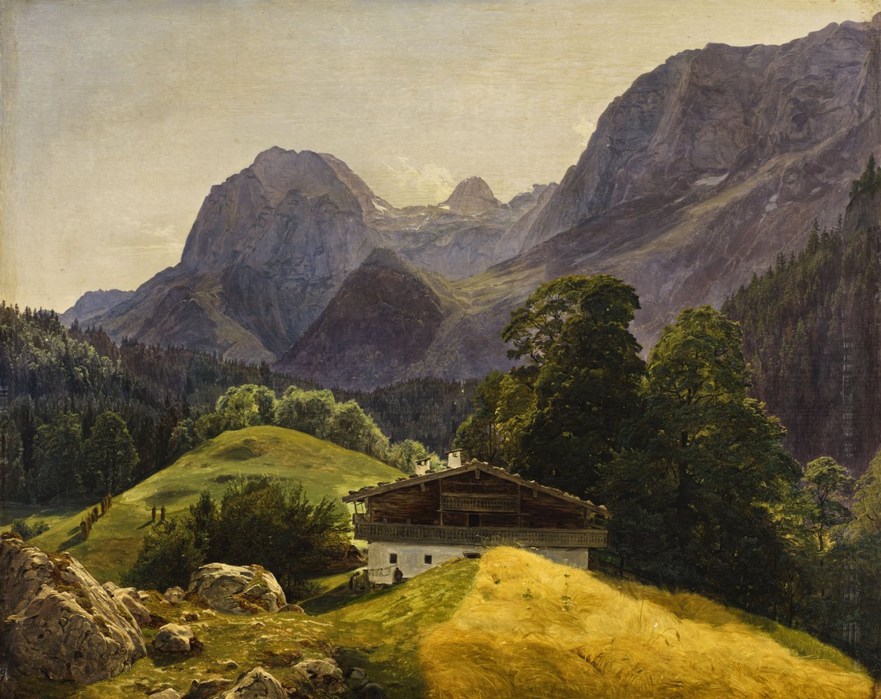 Le lac Taubensee avec le Steinberg à Ramsau près de Berchtesgaden, vue sur la Reiteralpe - Ferdinand Georg Waldmuller