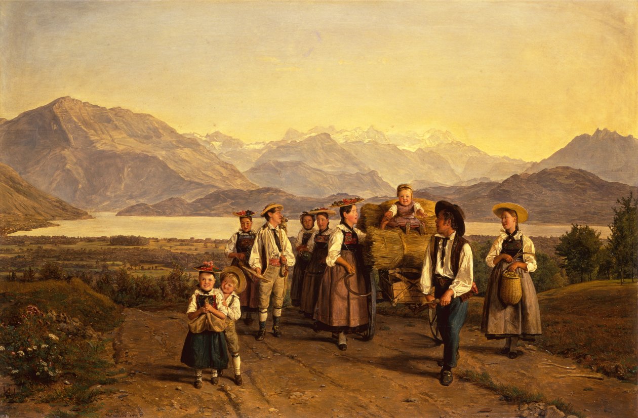 Le retour de la récolte sur le lac de Zoug - Ferdinand Georg Waldmuller