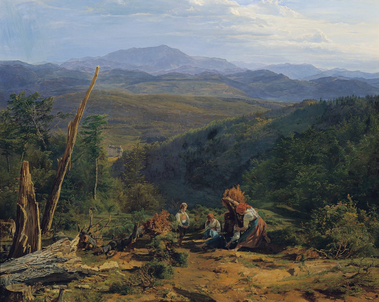 Paysage de la forêt viennoise avec le château de Wildegg - Ferdinand Georg Waldmuller