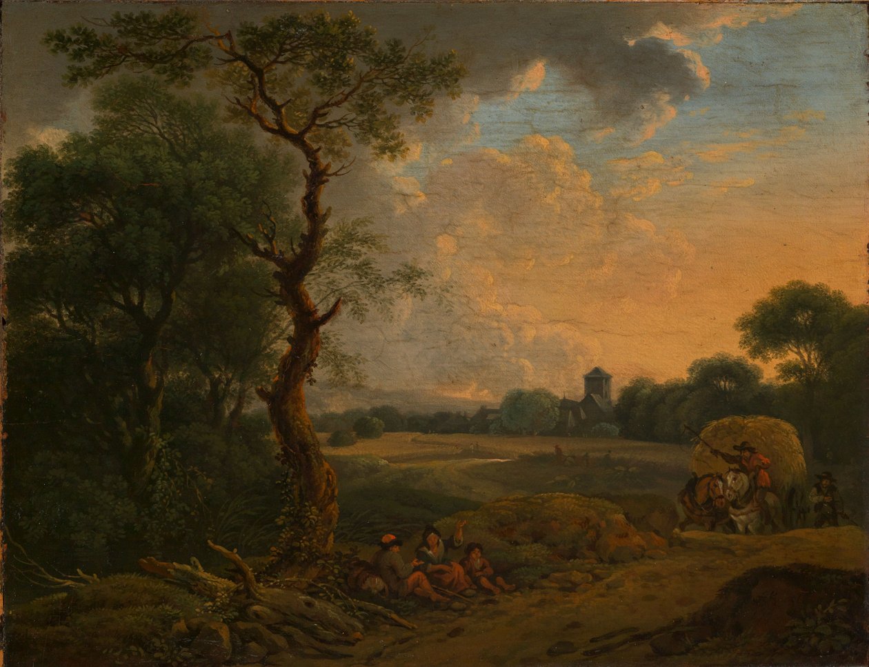 Paysage du soir avec chariot de foin - Ferdinand Kobell