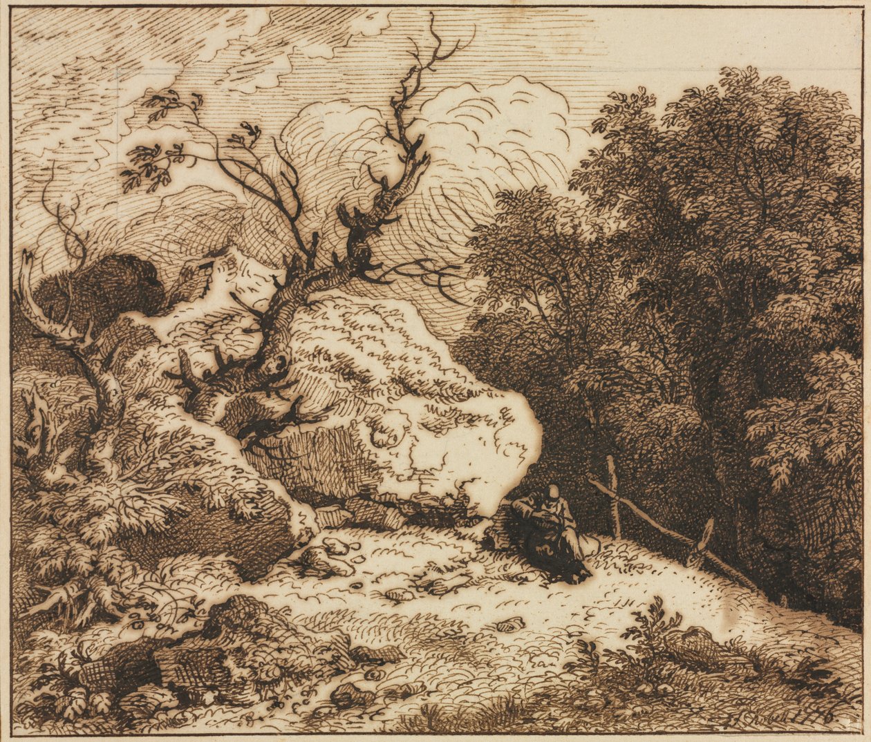 Ermite dans un paysage boisé - Ferdinand Kobell