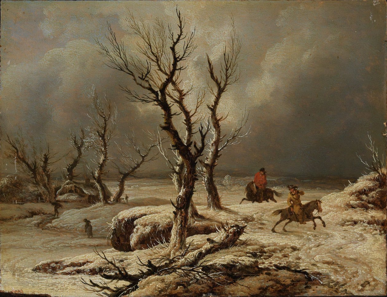 Paysage hivernal avec deux cavaliers - Ferdinand Kobell